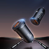 Mcdodo 33W Cool Series Mini Dual Port Fast Car Charger With LED Light (USB-C + USB-A )