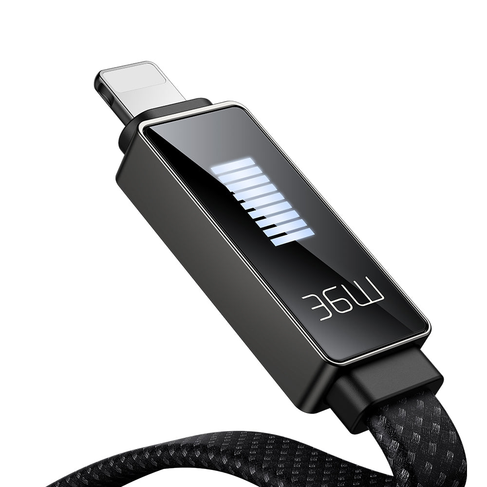 Mcdodo LED Display 36W Type-C to Lightning  Transparent Data Cable 1.2m(Real-time Power monitoring Display)