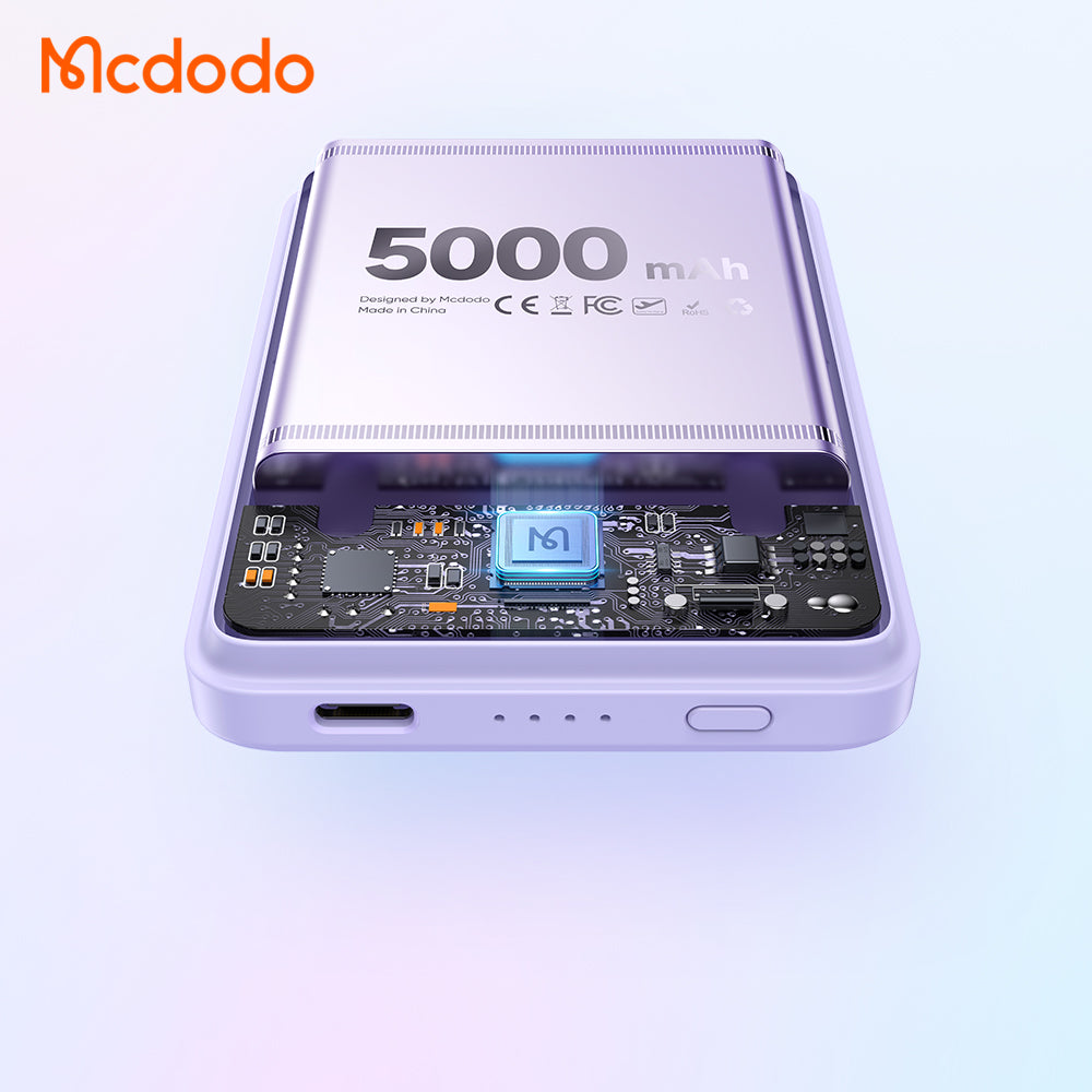 MCDODO MC395 Mini Magnetic 15W Wireless Fast Charging Power Bank 5000mAh (Black, Blue, Purple)