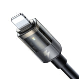 Mcdodo Nylon USB-C to Lightning Transparent Cable Auto Power Off & Recharge Cable  36w(1.8M,Black)