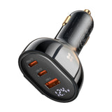 Mcdodo Alloy/PC Digital Display Dual USB-C + USB-A 128W Fast Car Charger(Brown)