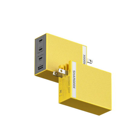 Sharge 100W GaN Charger, Fast Charging, Multiport Support with 1-Year Warranty (Yellow)