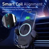 Promate Wireless Car Charger Mount with 15W Qi Smart Coil Alignment and Auto-Clamping, PowerMount-15W