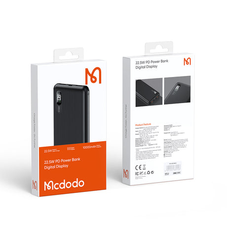 Mcdodo Panda Series Digital Display 1C+2A Power Bank 22.5W(10000mAh, Black)