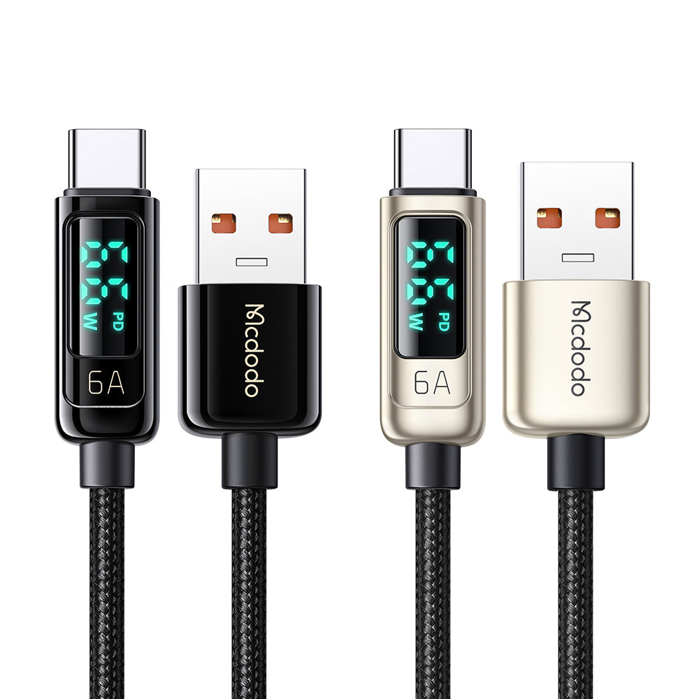 Mcdodo LED Display/USB A to USB C Phone Charger Cables & 6A Fast Charging Cable 1.2m(Black)