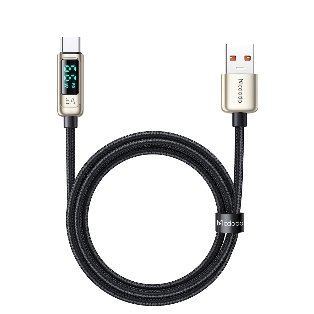 Mcdodo LED Display/USB A to USB C Phone Charger Cables & 6A Fast Charging Cable 1.2m(Black)