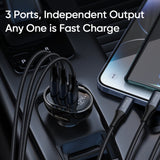 Mcdodo Alloy/PC Digital Display Dual USB-C + USB-A 128W Fast Car Charger(Brown)