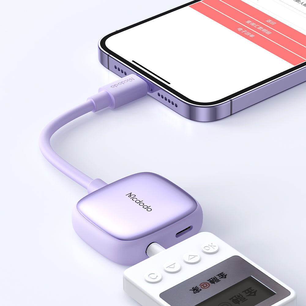 Mcdodo 2 in 1 Lightning to Lightning and DC3.5 Audio Adapter (Charging+ Music Play+Call Function)