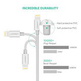 UGREEN USB-A Male to Lightning Male Cable Nickel Plating ABS Shell White