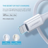 UGREEN USB-A to Lightning Cable Nickel Plating ABS Shell 2M White