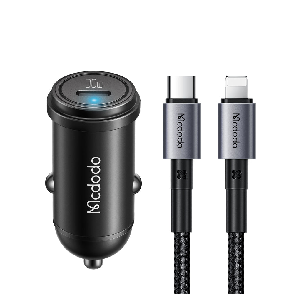 Mcdodo 30w Fast Car Charger + 36w USB-C to Apple iPhone Lightning Cable 1.2M(Black)