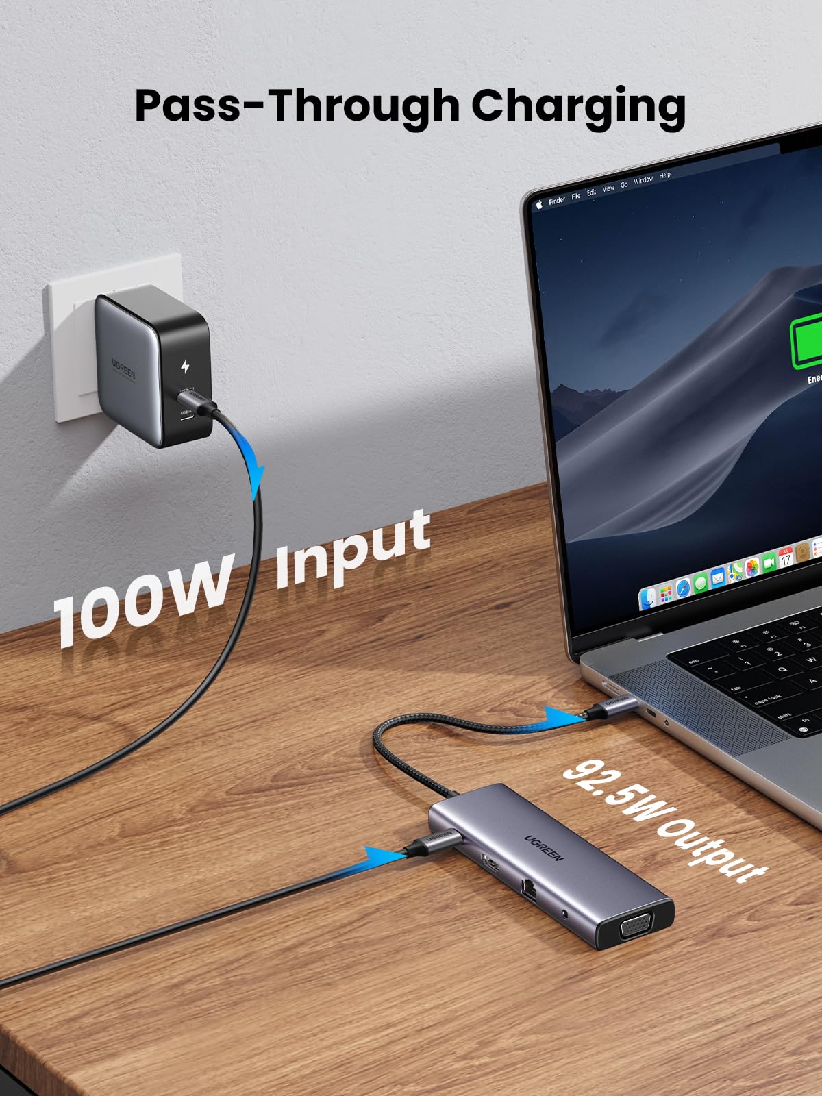 UGREEN USB C Hub, 10-in-1 USB-C Dongle with 4K HDMI & VGA Dual Monitor