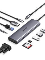 UGREEN USB C Hub, 10-in-1 USB-C Dongle with 4K HDMI & VGA Dual Monitor